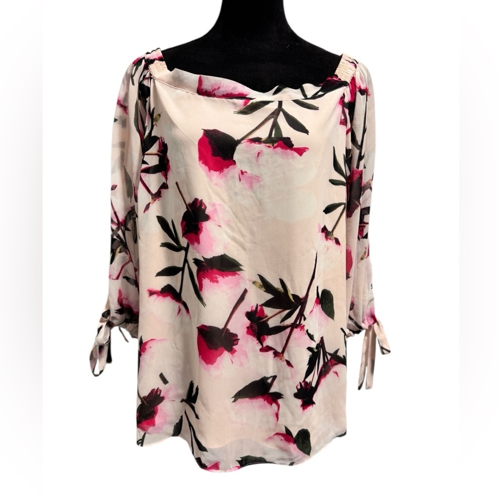 Le Chateau Floral Off Shoulder Blouse Pink - Picture 2 of 13